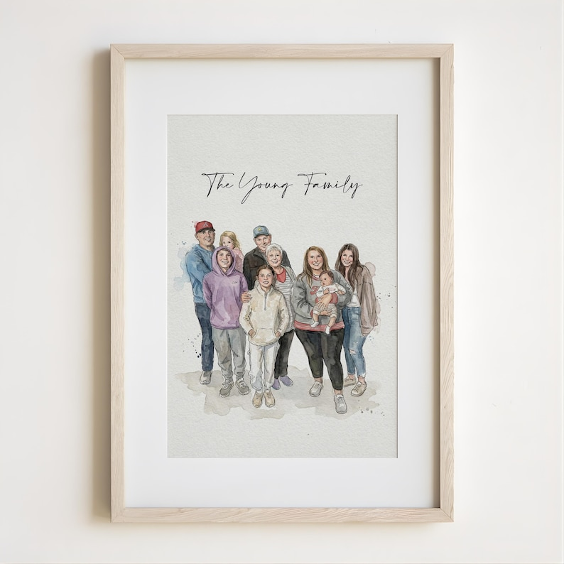 Personalized Family Portrait, Digital Print, Custom Family Gift, Christmas Gift, Mothers Day, Digital Portrait Poster, Wall Art Canvas