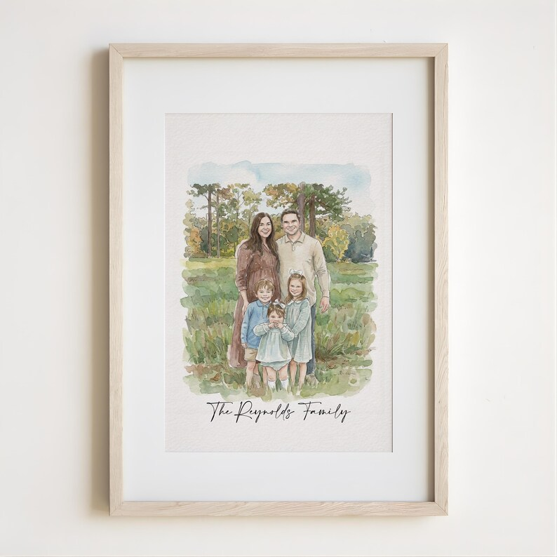 Personalized Family Portrait, Digital Print, Custom Family Gift, Christmas Gift, Mothers Day, Digital Portrait Poster, Wall Art Canvas