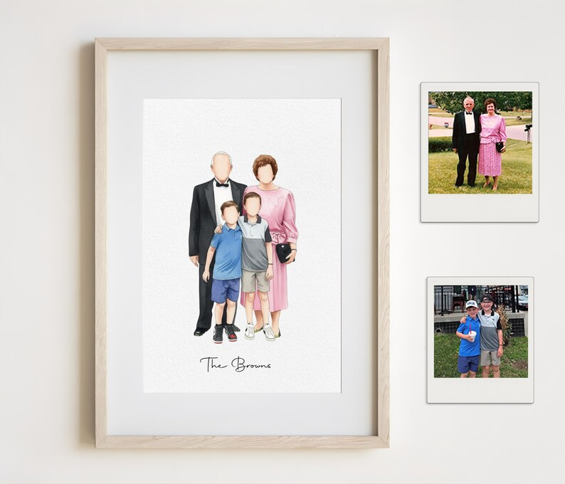 Personalized Family Portrait, Digital Print, Custom Family Gift, Christmas Gift, Mothers Day, Digital Portrait Poster, Wall Art Canvas