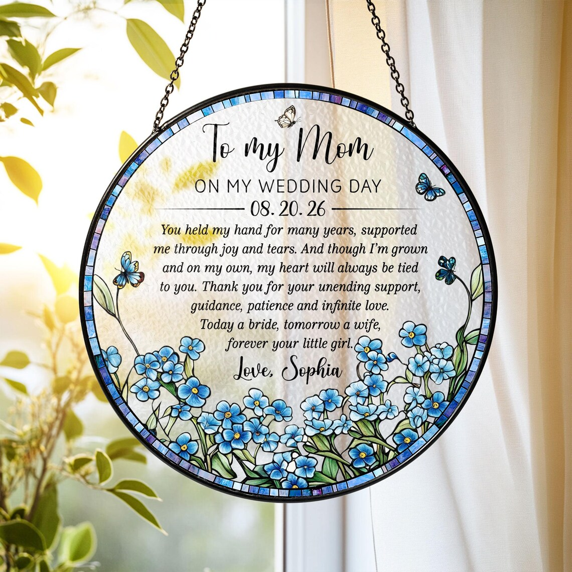 Custom Mother Of The Bride Stained Glass Suncatcher Mother's Day Gift ...
