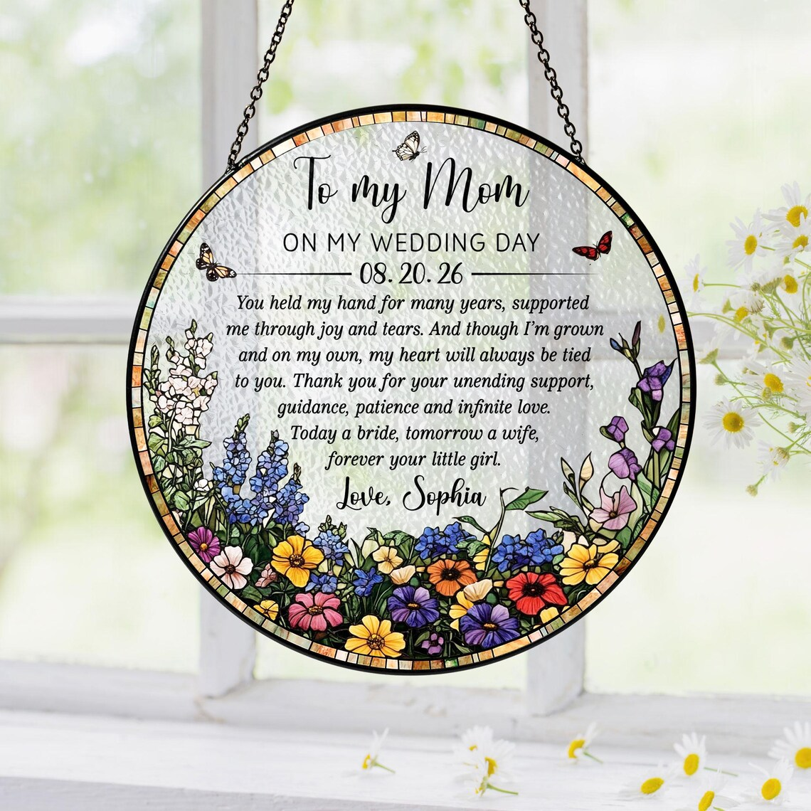 Custom Mother Of The Bride Stained Glass Suncatcher Mother's Day Gift ...