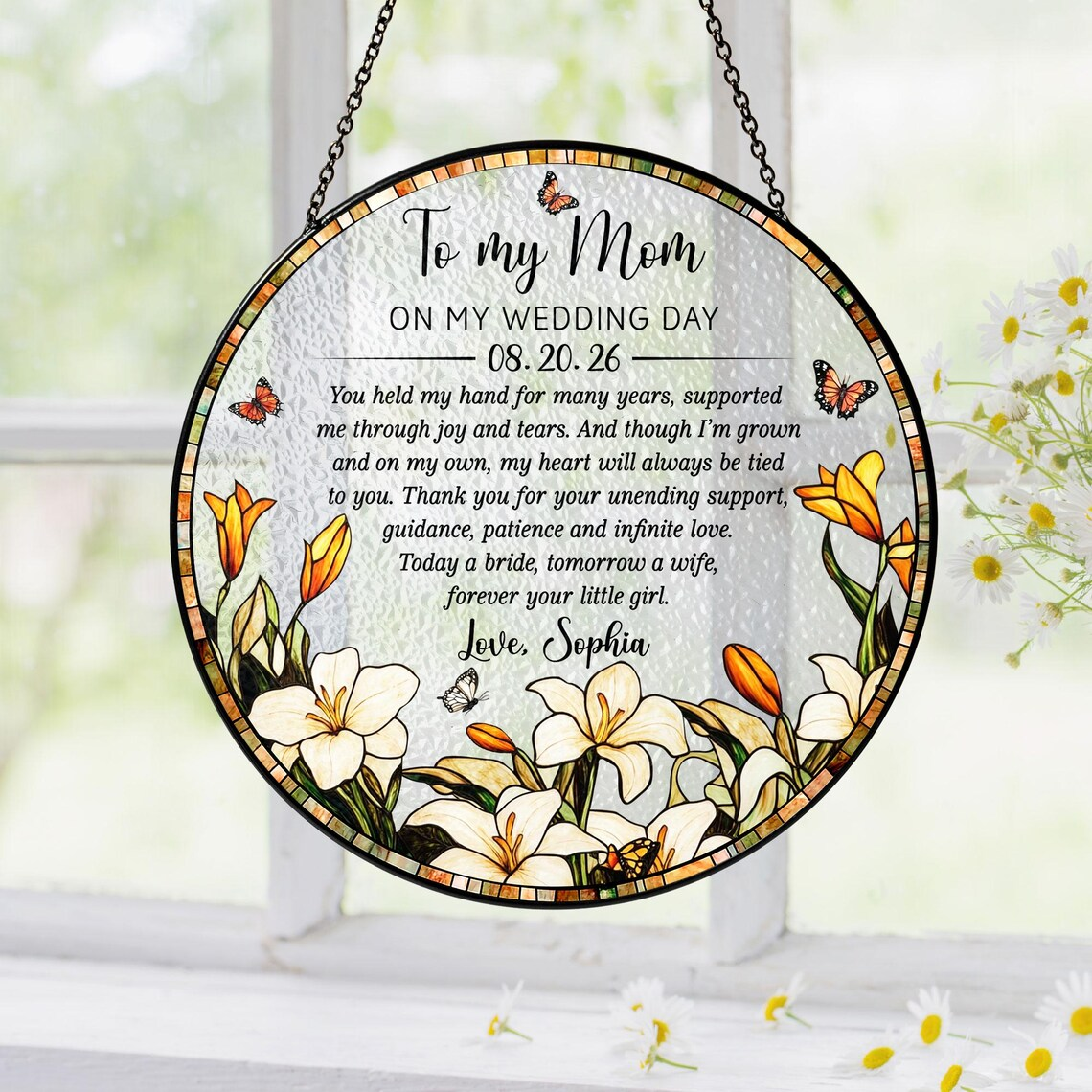 Custom Mother Of The Bride Stained Glass Suncatcher Mother's Day Gift ...
