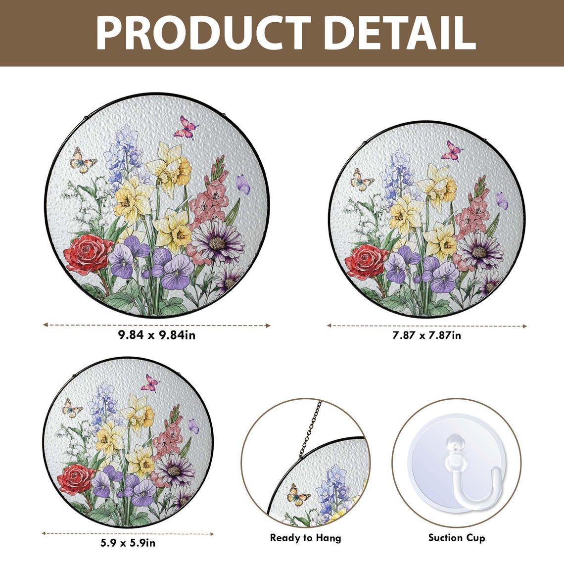 Custom Family Birth Flowers Glass Suncatcher, Custom Mom's Garden Gift,Flower Glass Art,Birth Flower Gift For Nana,Mother's Day Gift For Mom