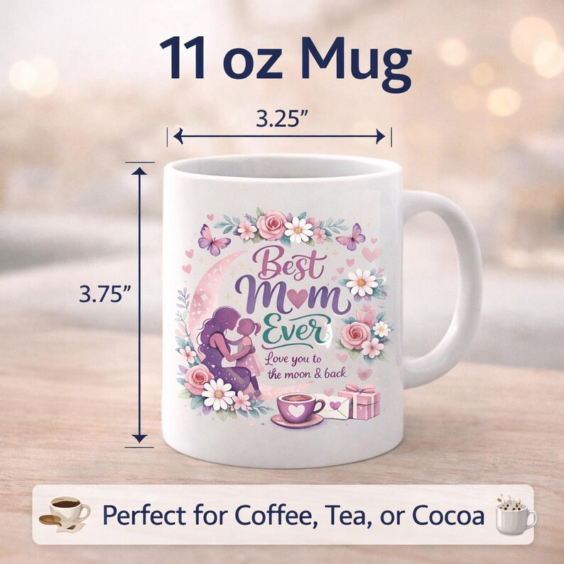 Personalized Floral Heart Mug – Mom Ever Mothe's day Gift