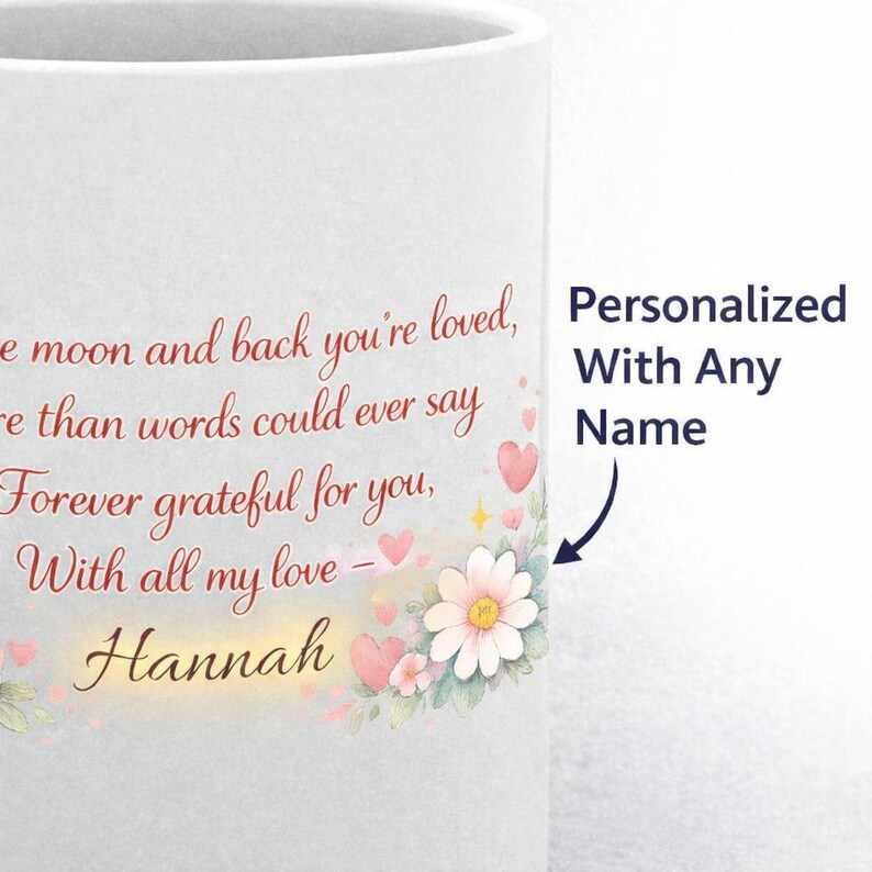 Personalized Floral Heart Mug – Mom Ever Mothe's day Gift