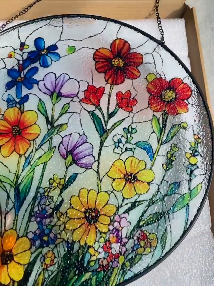 Personalized Stained Glass Birth Flower Suncatcher Floral Window Hanging, Mother’s Day Gift