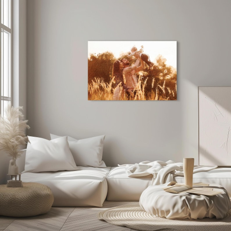 Mix Custom Family Watercolor-Oil-Acrylic Painting from Photo - Anniversary Gift for Parents Mom - Portrait Family Gifts - Stretched Canvas