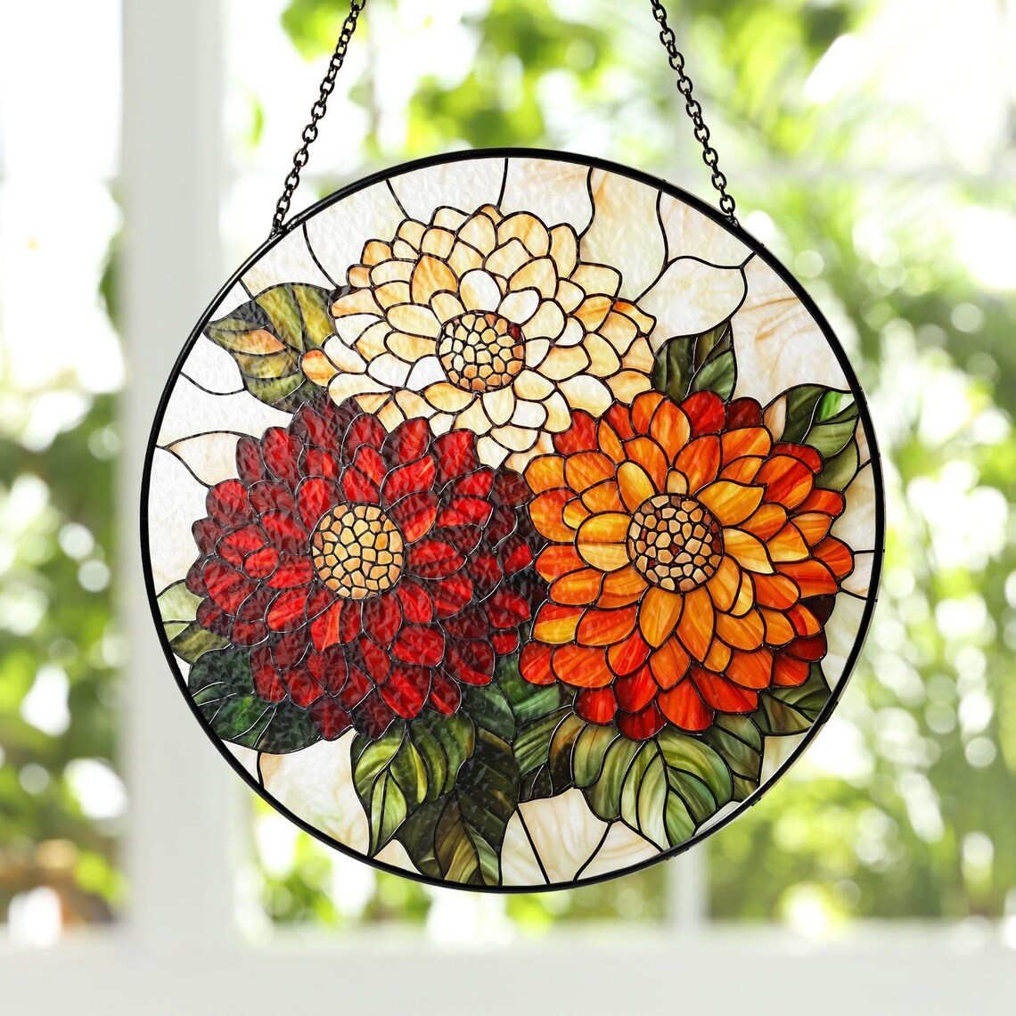 Birth Month Flower STAINED GLASS Suncatcher Window Hanging, Birth Flower Memorial Gift, Mothers Day Gift For Mom, Mothers Day Gift For Mom
