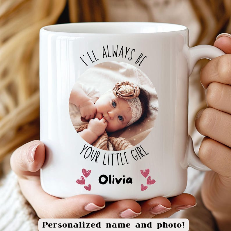 Personalized Photo Mug for Mom – “I’ll Always Be Your Little Girl” Custom Baby Picture Gift