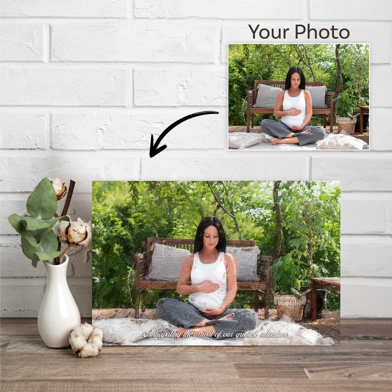 Mommy and Me Custom Oil Painting from Photo - Mothers Day Gift for Pregnant Women - Baby Announcement of Mom - Custom Stretched Canvas