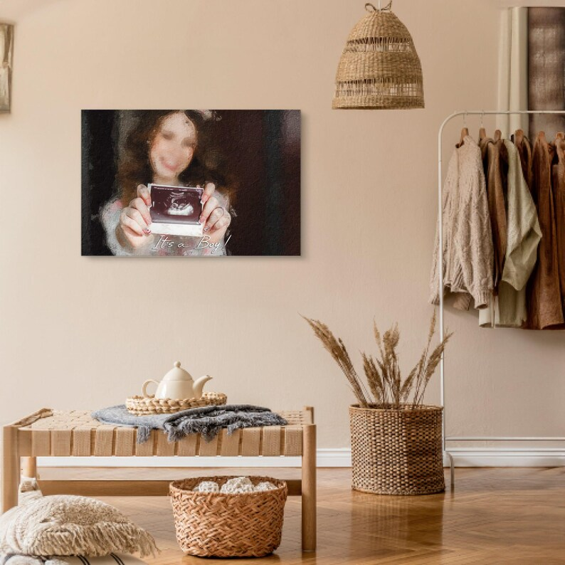 Mommy and Me Custom Oil Painting from Photo - Mothers Day Gift for Pregnant Women - Baby Announcement of Mom - Custom Stretched Canvas