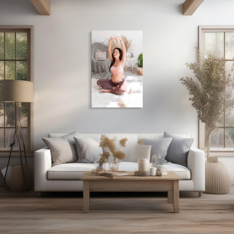 Mommy and Me Custom Oil Painting from Photo - Mothers Day Gift for Pregnant Women - Baby Announcement of Mom - Custom Stretched Canvas