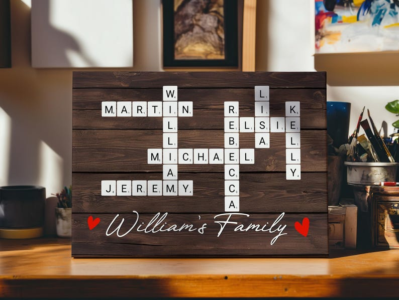 Custom Family Scrabble Canvas, Personalized Family Name Wall Art, Scrabble Tile Decor, Family Gift, Custom Canvas Print Home Decor