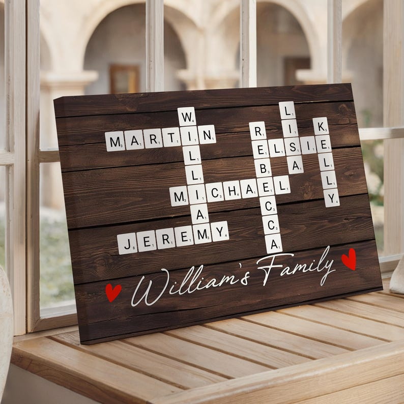 Custom Family Scrabble Canvas, Personalized Family Name Wall Art, Scrabble Tile Decor, Family Gift, Custom Canvas Print Home Decor