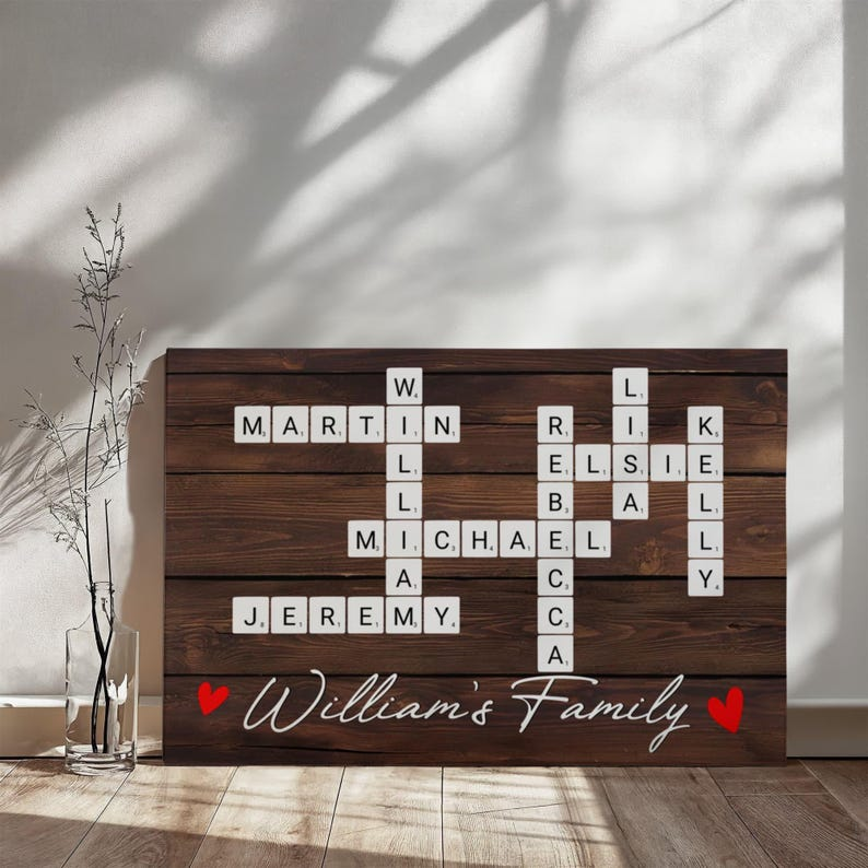 Custom Family Scrabble Canvas, Personalized Family Name Wall Art, Scrabble Tile Decor, Family Gift, Custom Canvas Print Home Decor