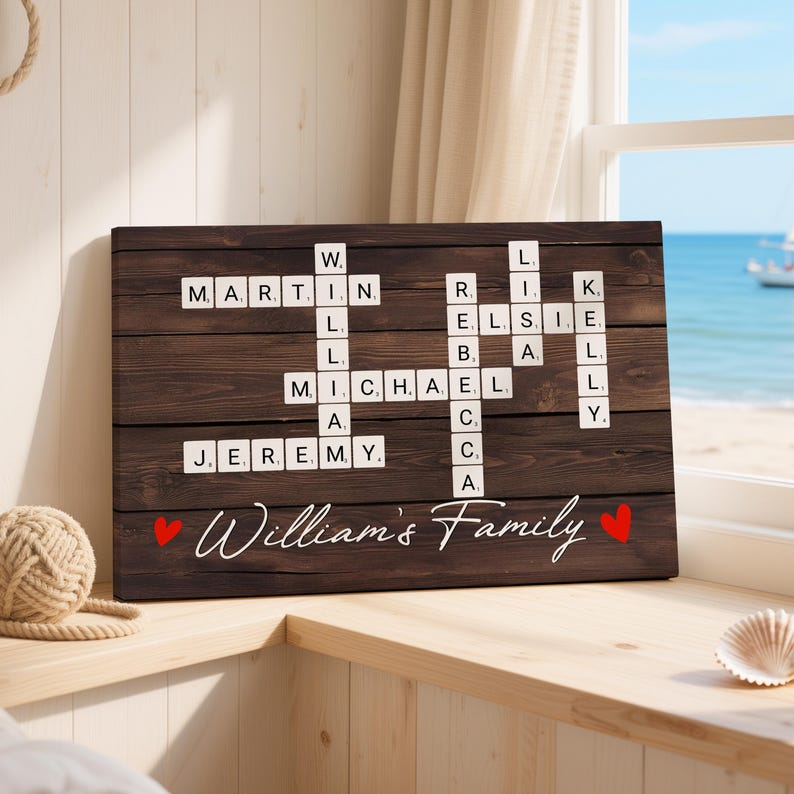 Custom Family Scrabble Canvas, Personalized Family Name Wall Art, Scrabble Tile Decor, Family Gift, Custom Canvas Print Home Decor