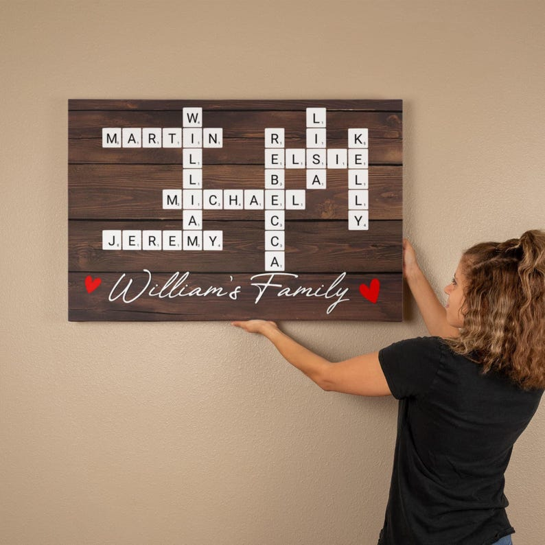 Custom Family Scrabble Canvas, Personalized Family Name Wall Art, Scrabble Tile Decor, Family Gift, Custom Canvas Print Home Decor