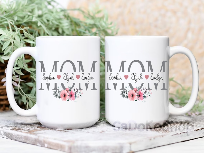 Personalized Mom Mug with Kids Names – Perfect Mother’s Day Gift from Daughter or Son