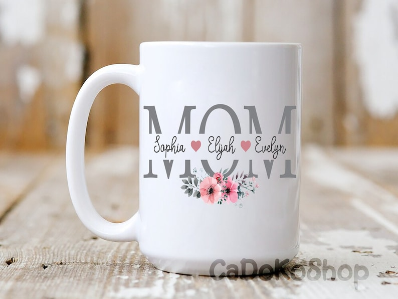 Personalized Mom Mug with Kids Names – Perfect Mother’s Day Gift from Daughter or Son