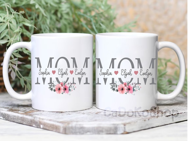 Personalized Mom Mug with Kids Names – Perfect Mother’s Day Gift from Daughter or Son
