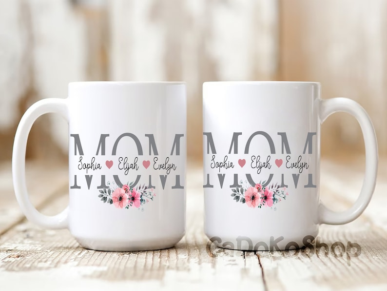 Personalized Mom Mug with Kids Names – Perfect Mother’s Day Gift from Daughter or Son