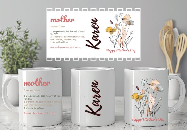 Personalized Floral Mother's Day Mug: Sentimental Mom Gift