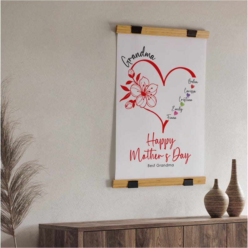 Mother's Day Print Hanging Canvas, Wall Hanging, Canvas Print, Custom Mother's Day Gift, Gift for Mother, Mother's Day Gift, Gift for Nana