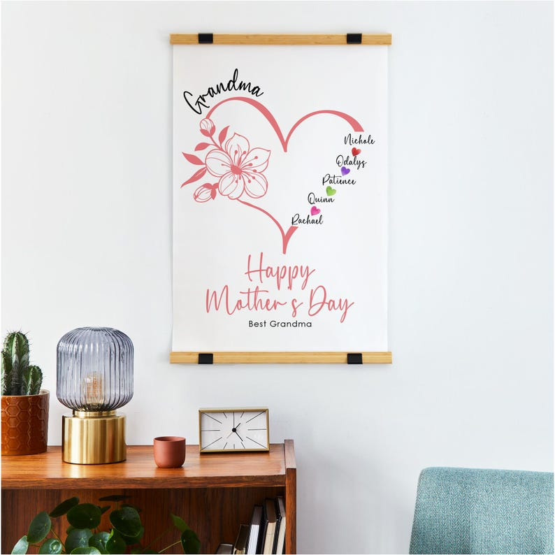 Mother's Day Print Hanging Canvas, Wall Hanging, Canvas Print, Custom Mother's Day Gift, Gift for Mother, Mother's Day Gift, Gift for Nana