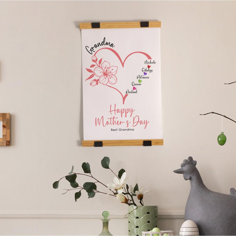 Mother's Day Print Hanging Canvas, Wall Hanging, Canvas Print, Custom Mother's Day Gift, Gift for Mother, Mother's Day Gift, Gift for Nana
