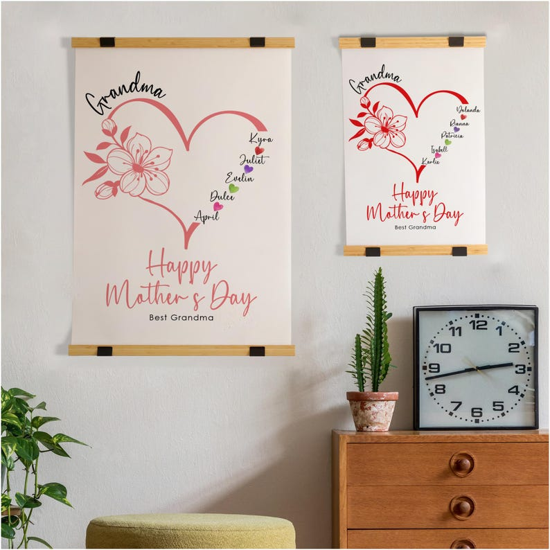 Mother's Day Print Hanging Canvas, Wall Hanging, Canvas Print, Custom Mother's Day Gift, Gift for Mother, Mother's Day Gift, Gift for Nana