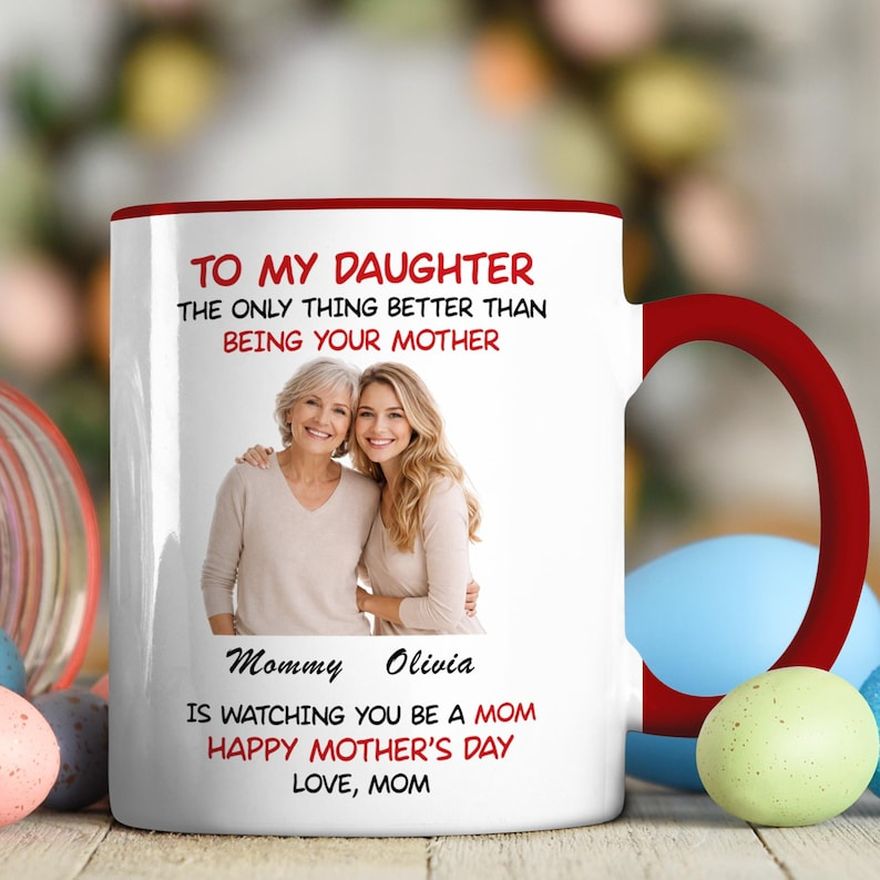 Personalized Mother Daughter Mug – Custom Photo Coffee Cup, Anniversary Gift