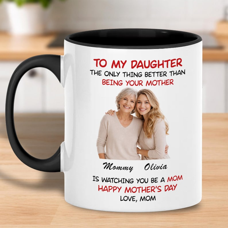 Personalized Mother Daughter Mug – Custom Photo Coffee Cup, Anniversary Gift