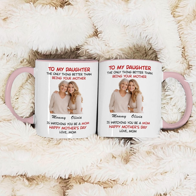 Personalized Mother Daughter Mug – Custom Photo Coffee Cup, Anniversary Gift