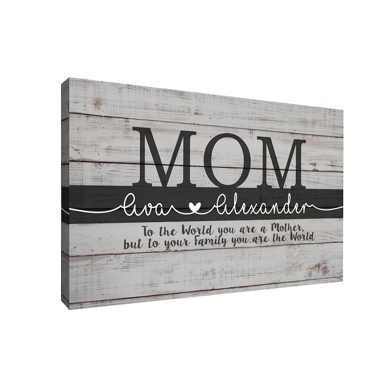 Personalized MOM You Are The World Premium Canvas, Perfect For Mothers Day - Made in USA - Unique Canvas Wall Art