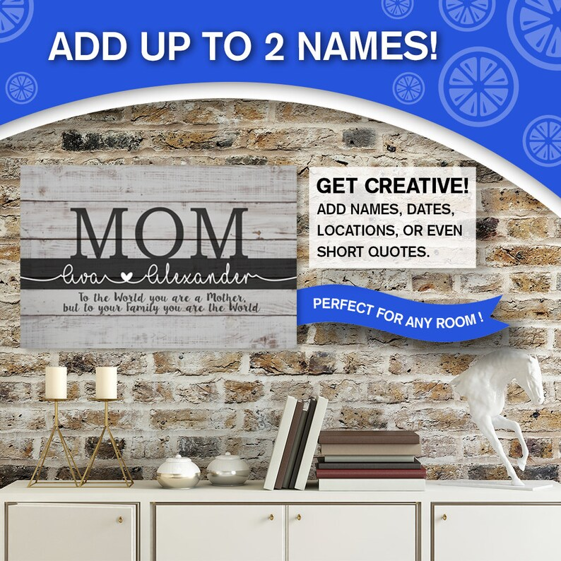 Personalized MOM You Are The World Premium Canvas, Perfect For Mothers Day - Made in USA - Unique Canvas Wall Art