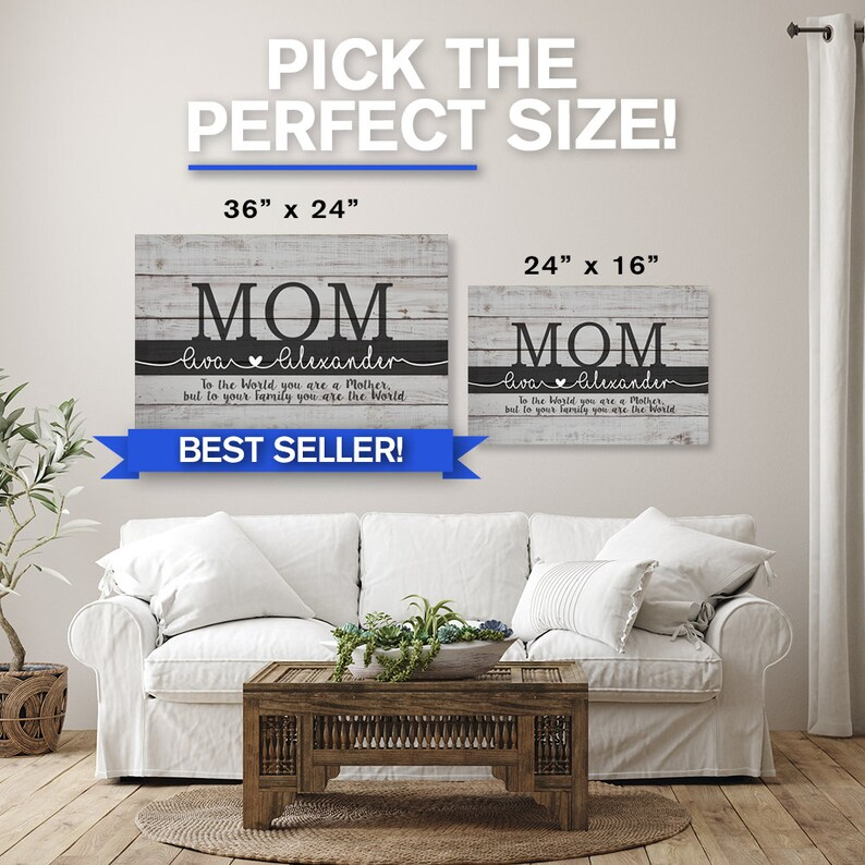 Personalized MOM You Are The World Premium Canvas, Perfect For Mothers Day - Made in USA - Unique Canvas Wall Art