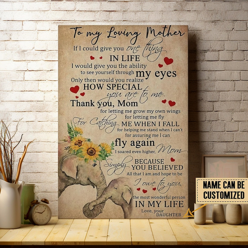 Personalized To My Mom Canvas, Custom Mom Name Wall Art, Birthday Gift For Mom, Gift For Mom From Daughter, Mom And Daughter Wall Hanging