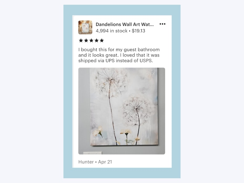 Dandelions Wall Art Watercolor Dandelion Canvas Art Pretty Floral Wall Hanging Gift for Mother's Day Spring Country Home Decor Canvas Prints