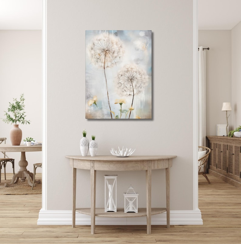 Dandelions Wall Art Watercolor Dandelion Canvas Art Pretty Floral Wall Hanging Gift for Mother's Day Spring Country Home Decor Canvas Prints