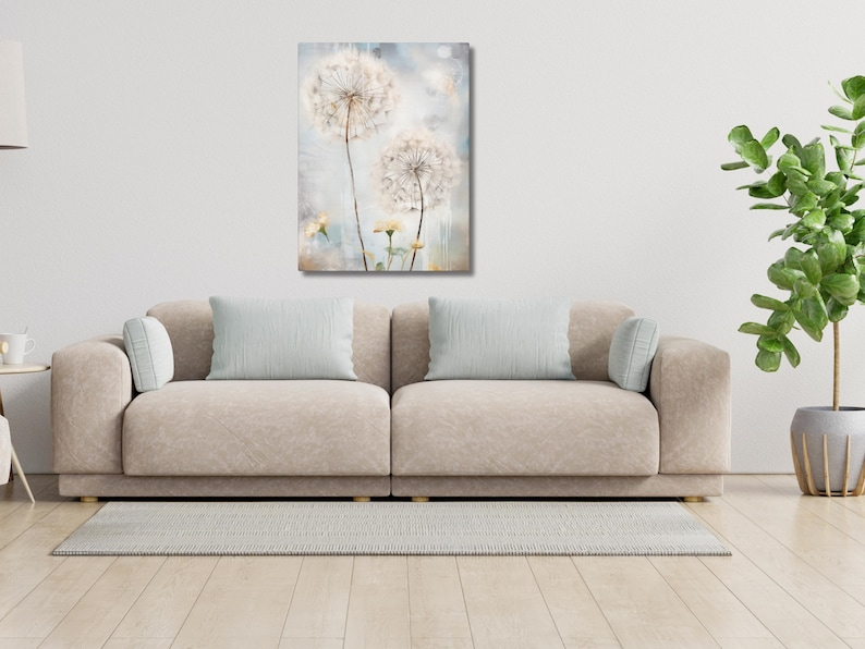 Dandelions Wall Art Watercolor Dandelion Canvas Art Pretty Floral Wall Hanging Gift for Mother's Day Spring Country Home Decor Canvas Prints