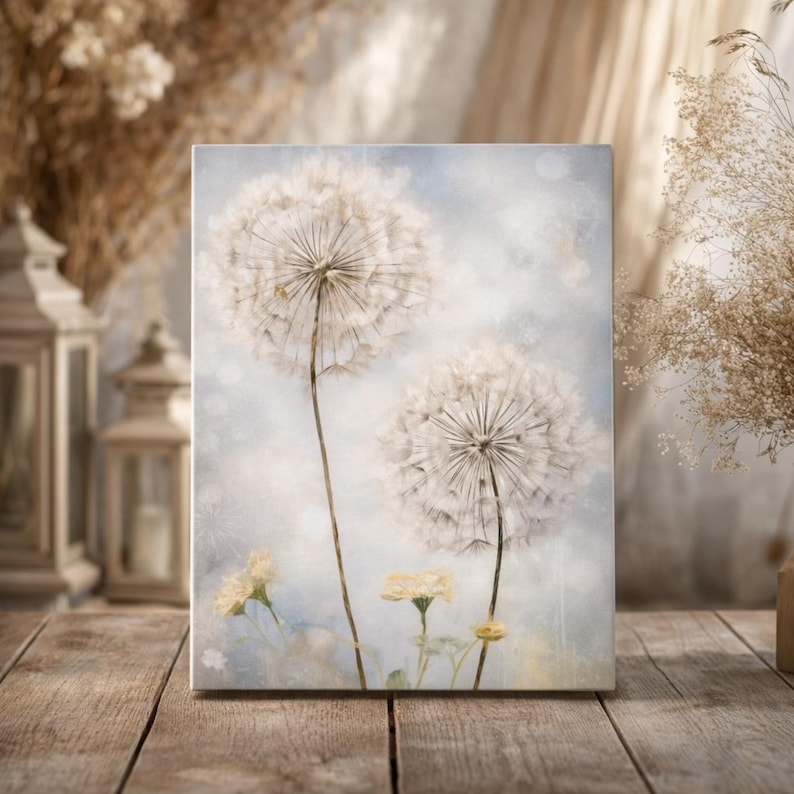 Dandelions Wall Art Watercolor Dandelion Canvas Art Pretty Floral Wall Hanging Gift for Mother's Day Spring Country Home Decor Canvas Prints