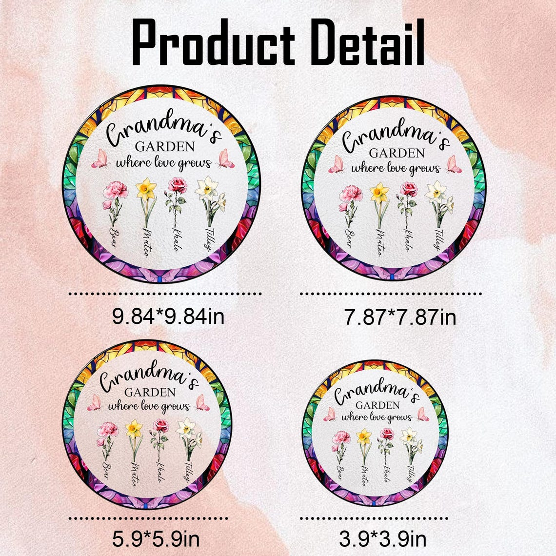 Grandma's Garden Suncatcher,Personalized Floral Gift for Mother’s Day or Mom,Mothers Day Gift For Grandma,Grandma's Garden Gift