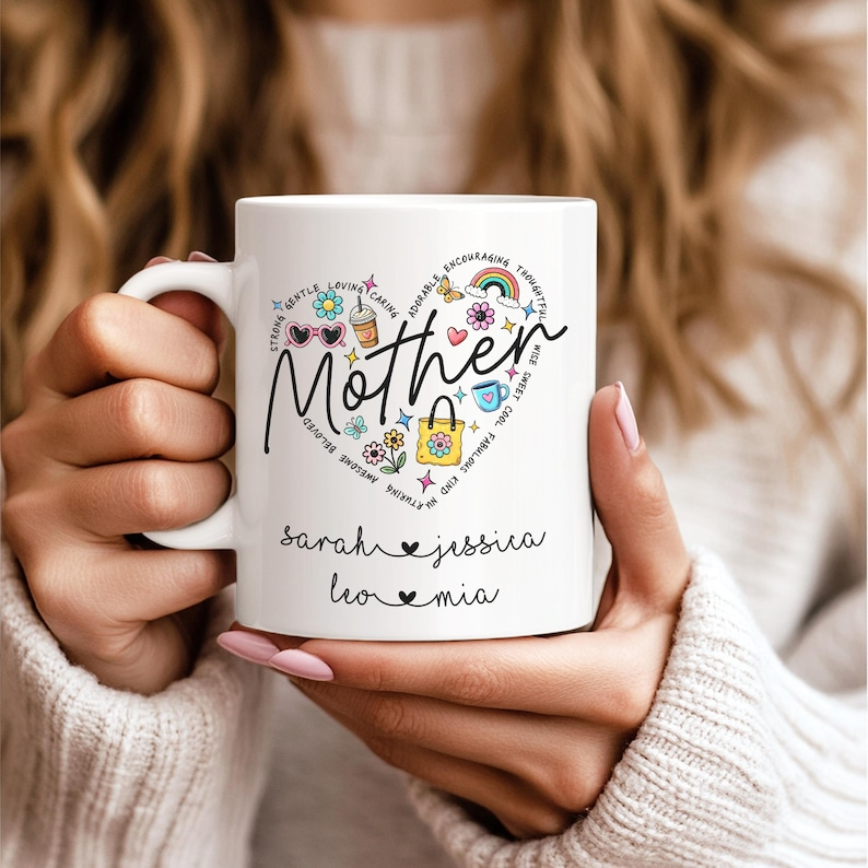 Personalized Mom Mug with Kids Names – Custom Mama Coffee Cup | Mother’s Day & Birthday Gift for Mom & Grandma