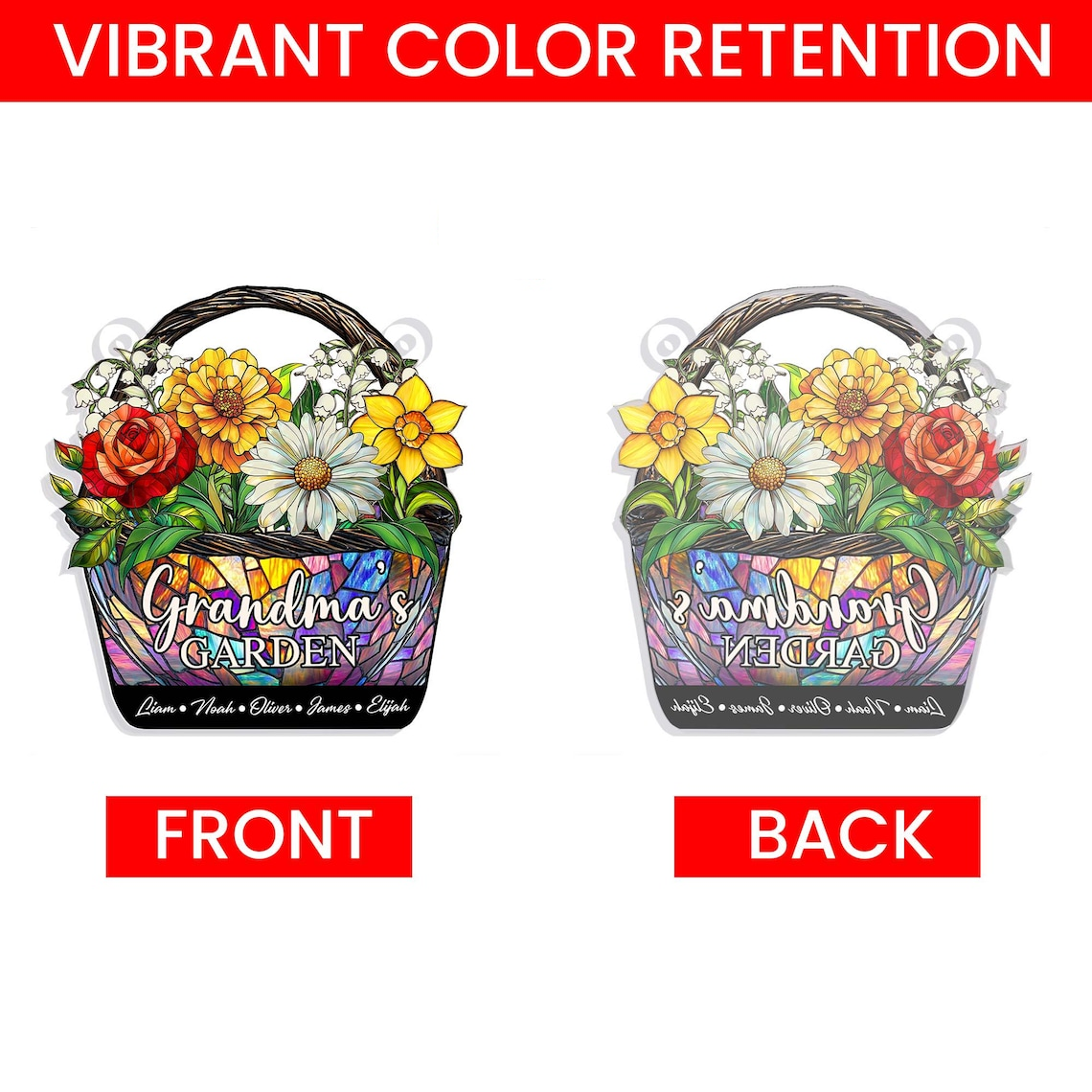 Custom Family Birth Flowers Suncatcher, Personalized Mom’s Garden Gift, Stained Glass Art for Grandma’s Garden, Mothers Day Gift, Flower Art