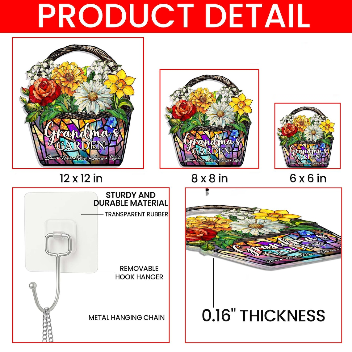 Custom Family Birth Flowers Suncatcher, Personalized Mom’s Garden Gift, Stained Glass Art for Grandma’s Garden, Mothers Day Gift, Flower Art