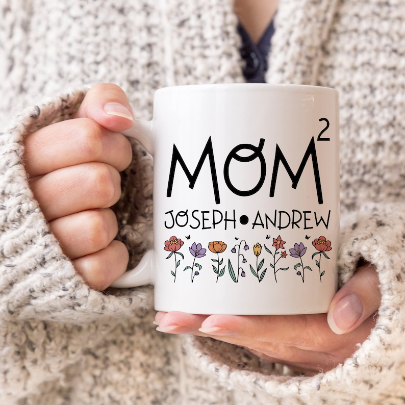 Personalized Mama of Two Mug – Custom Kids Names Coffee Cup | Mother’s Day & New Mom Gift