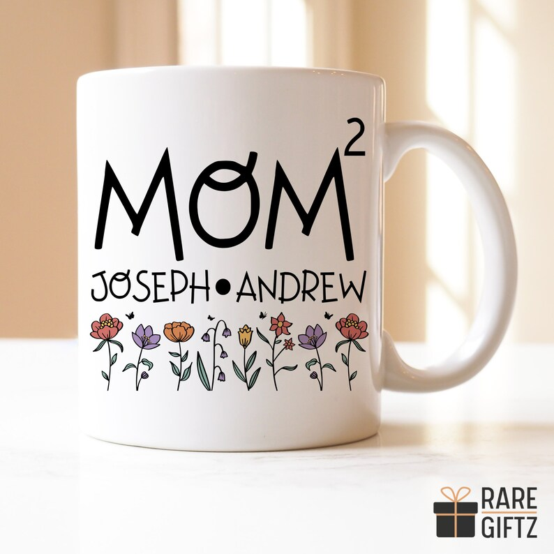 Personalized Mama of Two Mug – Custom Kids Names Coffee Cup | Mother’s Day & New Mom Gift