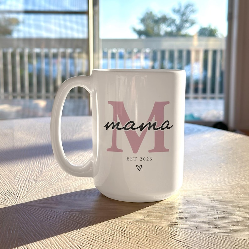 Personalized Monogram Mama Mug, Custom Est 2026 Coffee Cup, New Mom Gift Birthday Gift