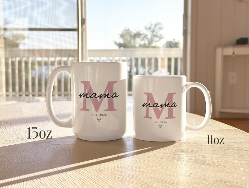 Personalized Monogram Mama Mug, Custom Est 2026 Coffee Cup, New Mom Gift Birthday Gift