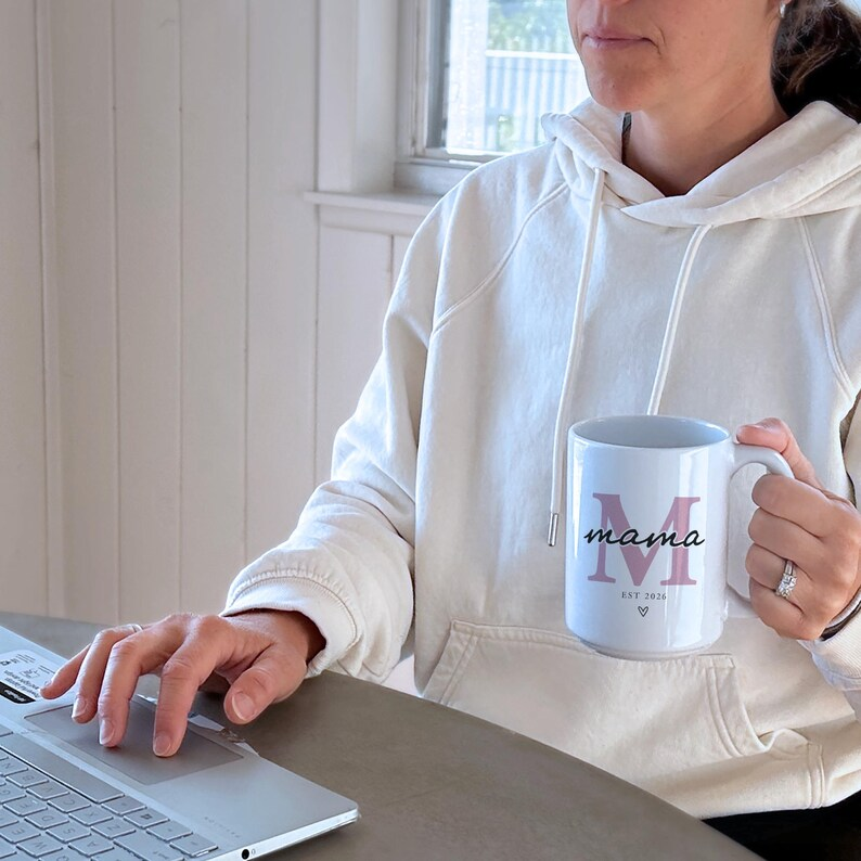 Personalized Monogram Mama Mug, Custom Est 2026 Coffee Cup, New Mom Gift Birthday Gift